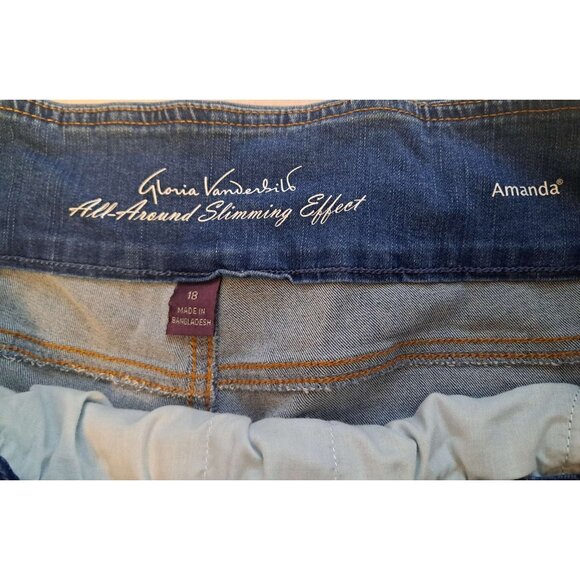 Gloria Vanderbilt Women's Amanda Capri Blue Denim Jeans Plus Size 18 Pull On - Picture 7 of 9